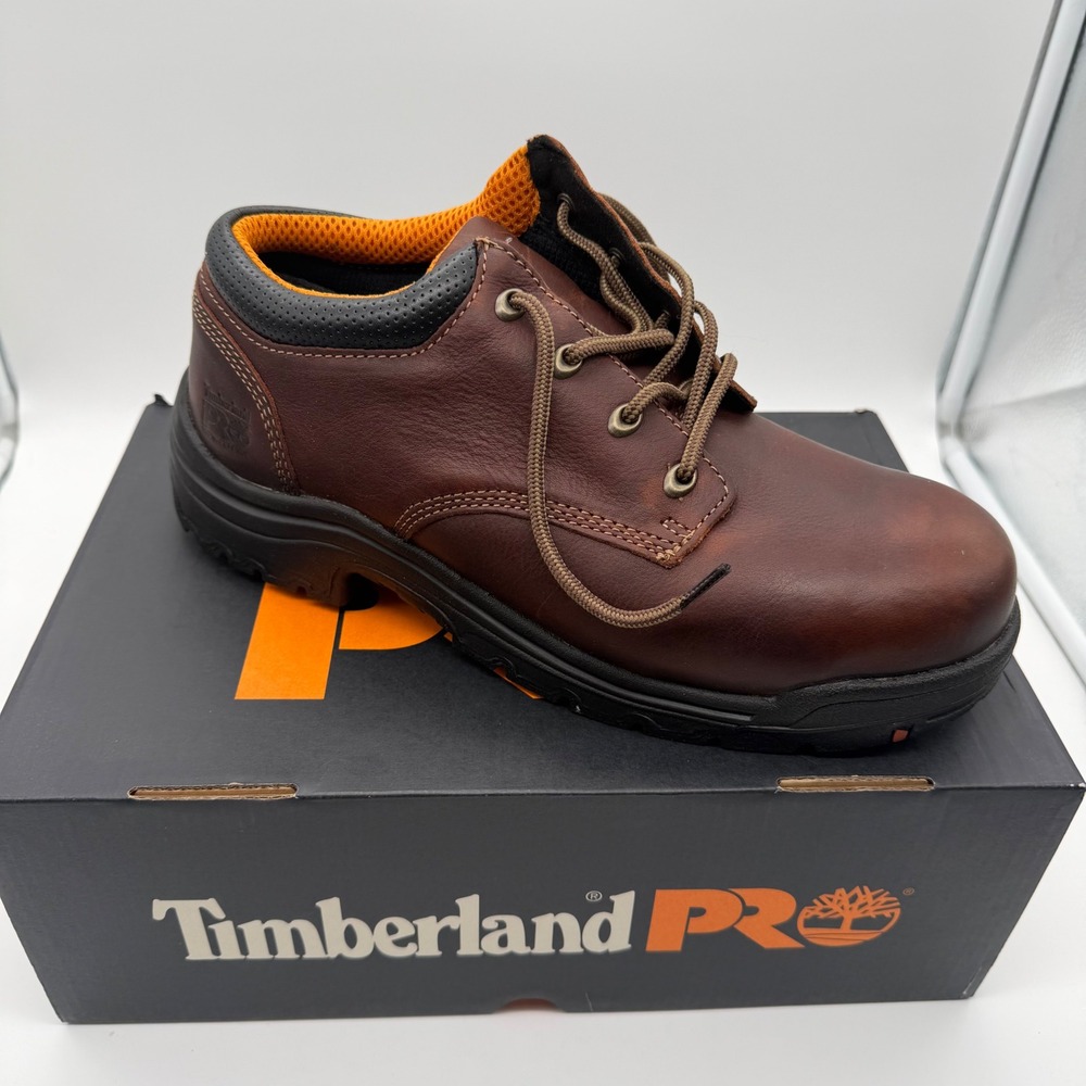 Timberland PRO Titan Oxford Mens 10.5 Brown Alloy Safety Toe Work Shoes NEW